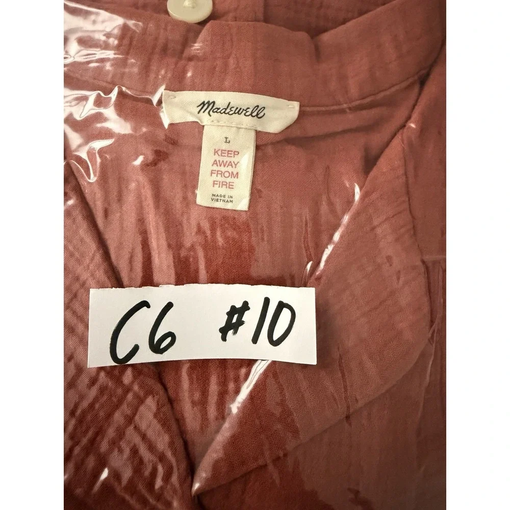 Madewell Women's Double Cotton Gauze‎ Oversized Pajama Shirt SZ-Large) cinnamon